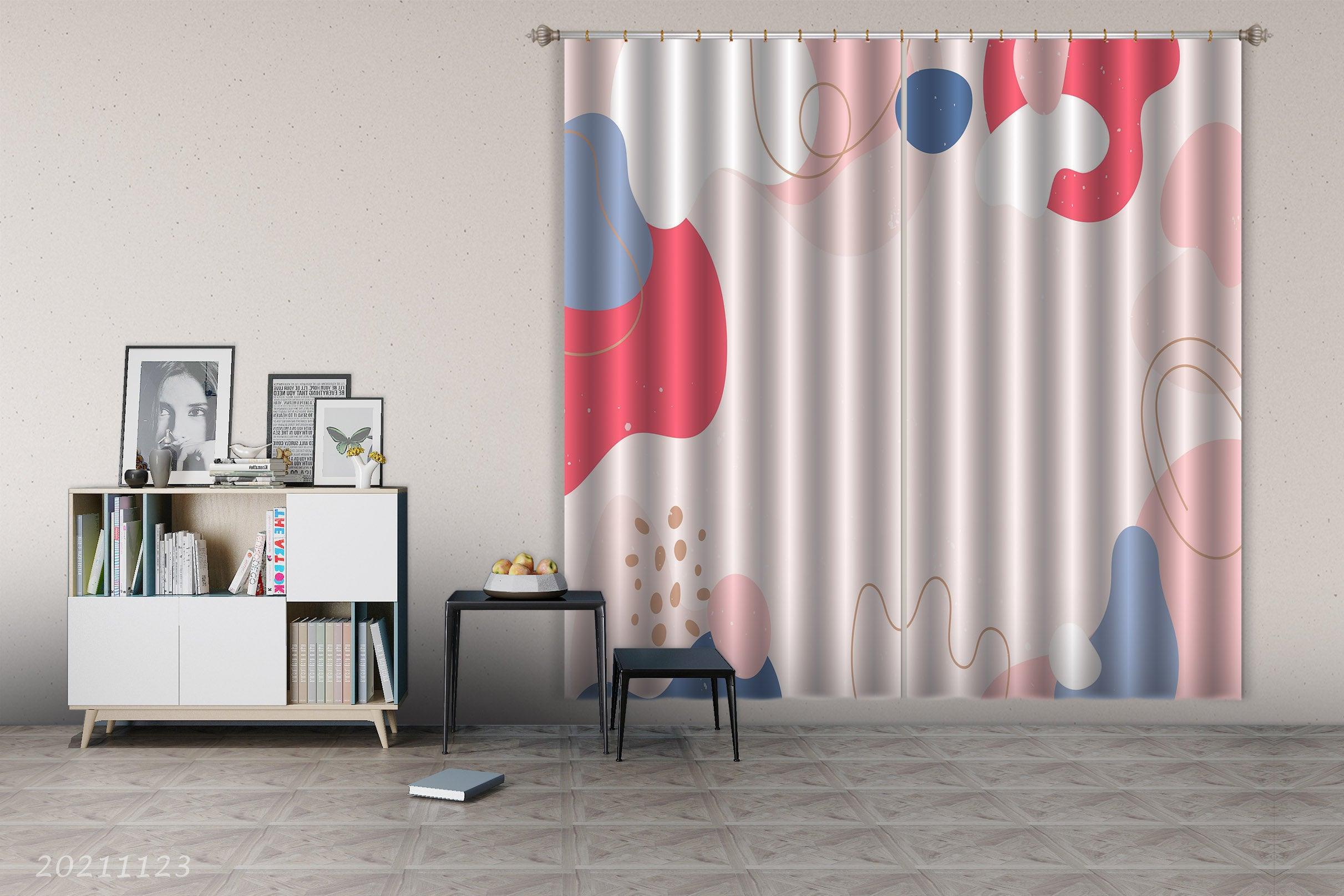 3D Abstract Color Geometry Curtains and Drapes LQH 124- Jess Art Decoration