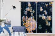 3D Ocean Seabed Jellyfish Curtains and Drapes GD 4341- Jess Art Decoration