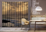 3D Ocean Wave Sky Mountain Landscape Grey Curtains and Drapes LLL 287- Jess Art Decoration