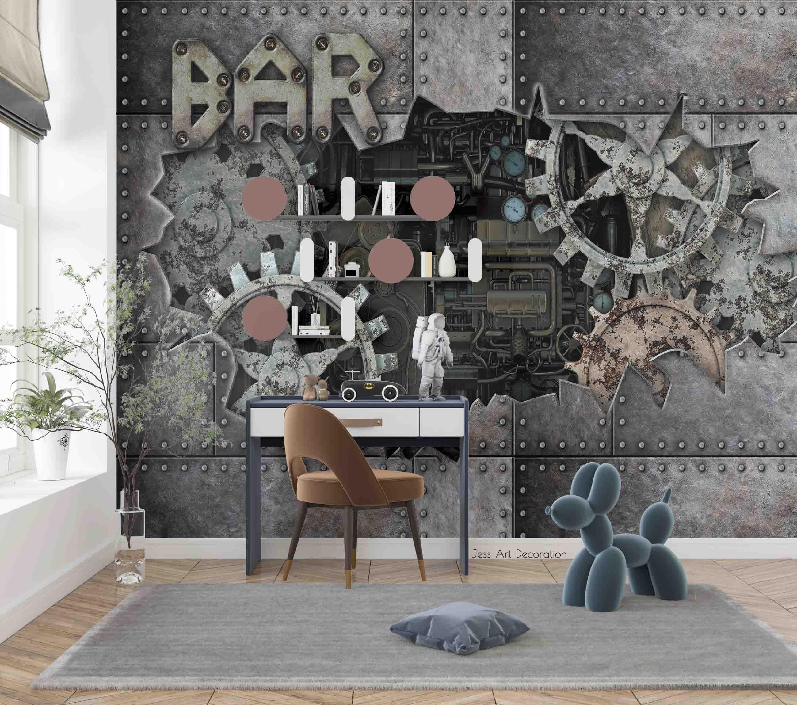 3D Abstract Industrial Style Gear Dashboard Wall Mural Wallpaper GD 2862- Jess Art Decoration