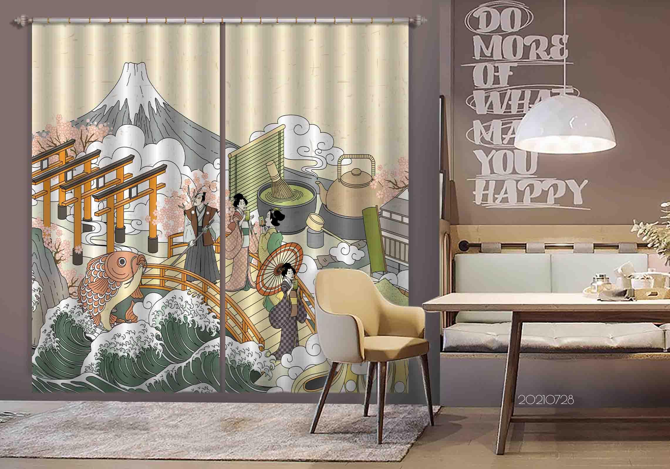 3D Japanese Landscape Curtains and Drapes LQH 58- Jess Art Decoration