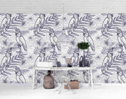 3D Hand Sketching Floral Bird Leaves Plant Wall Mural Wallpaper LXL 1470- Jess Art Decoration