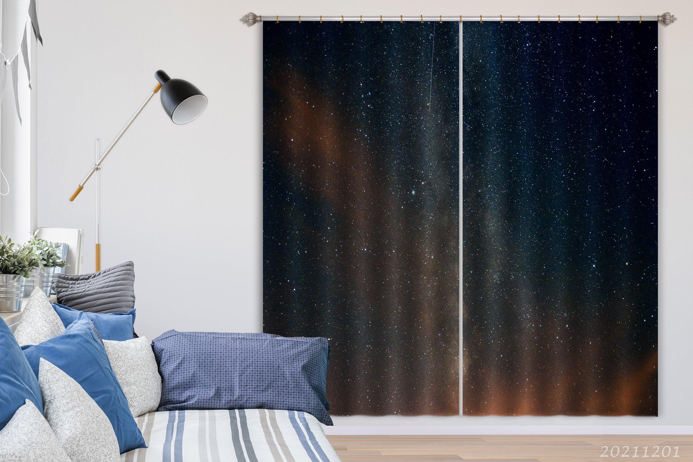 3D Abstract Space Starry Blue Curtains and Drapes LLL 118- Jess Art Decoration