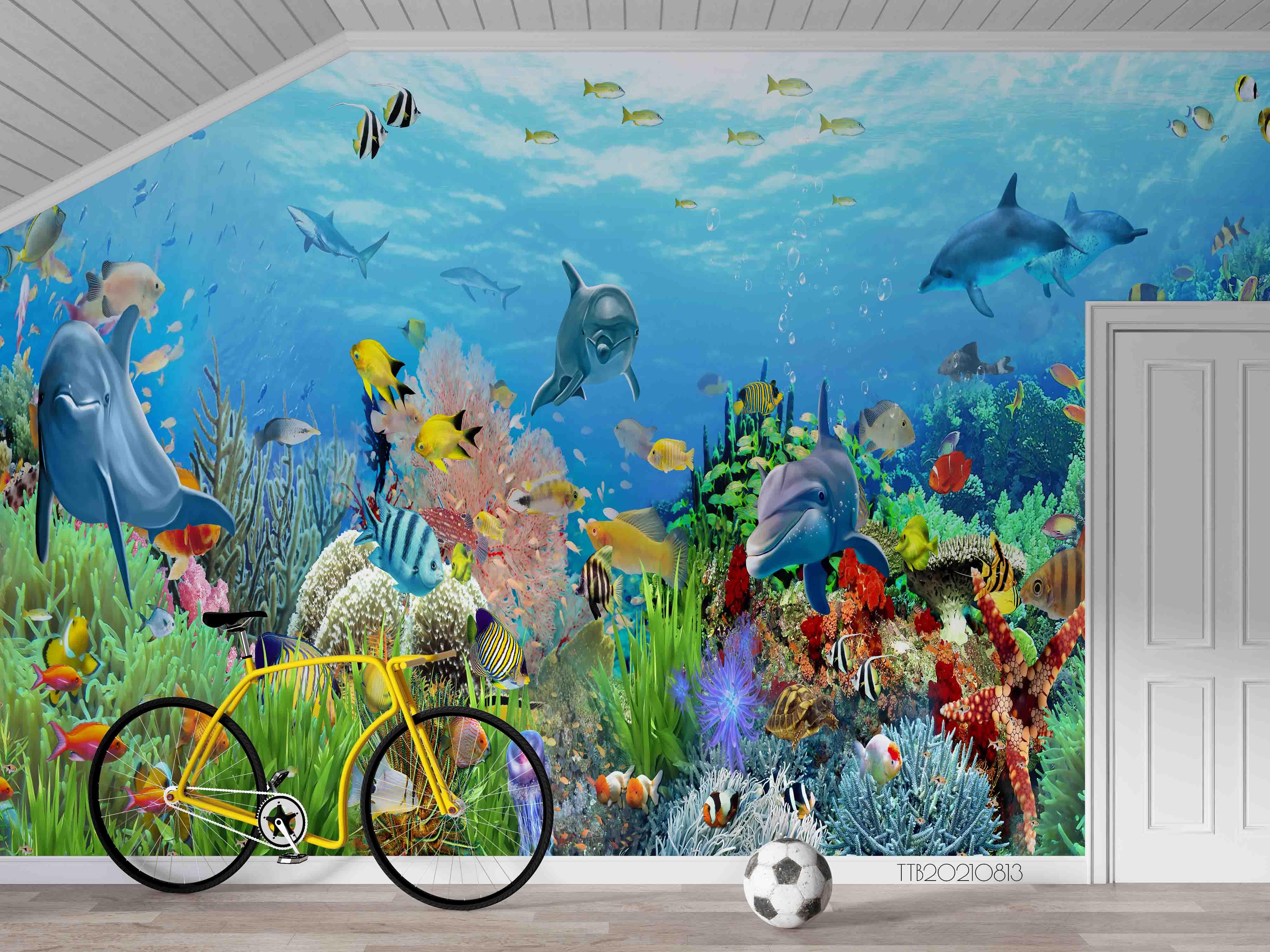 3D Hand-painted Cartoon Underwater World Wall Mural Wallpaper SWW5108- Jess Art Decoration