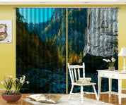 3D Landscape Mountain Rock Valley Plant Tree Curtains and Drapes GD 4335- Jess Art Decoration