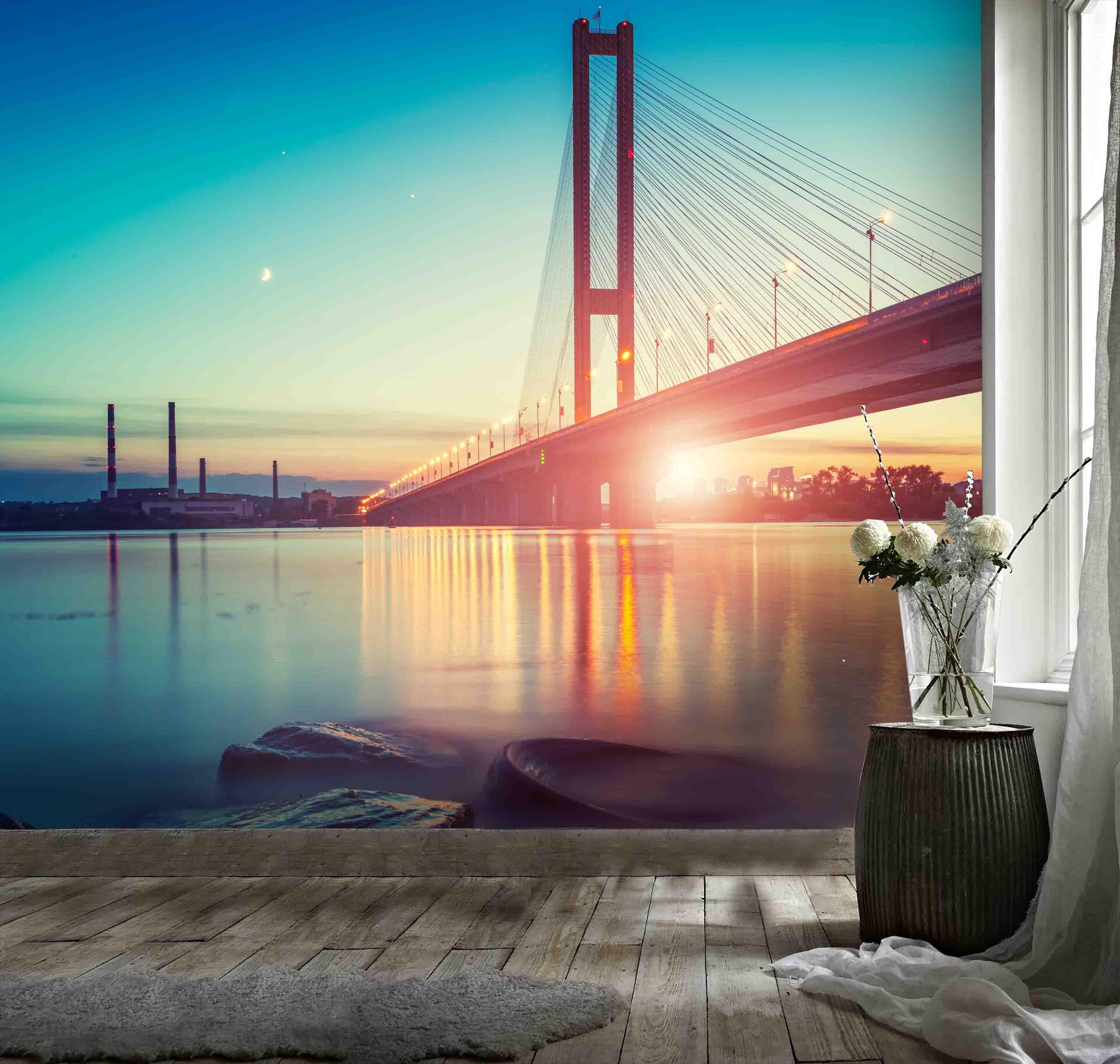3D Cross Sea Bridge Sunset Wall Mural Wallpaper 98- Jess Art Decoration
