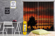3D Woods Palm Trees Red Sky Cloud Curtains and Drapes GD 2311- Jess Art Decoration