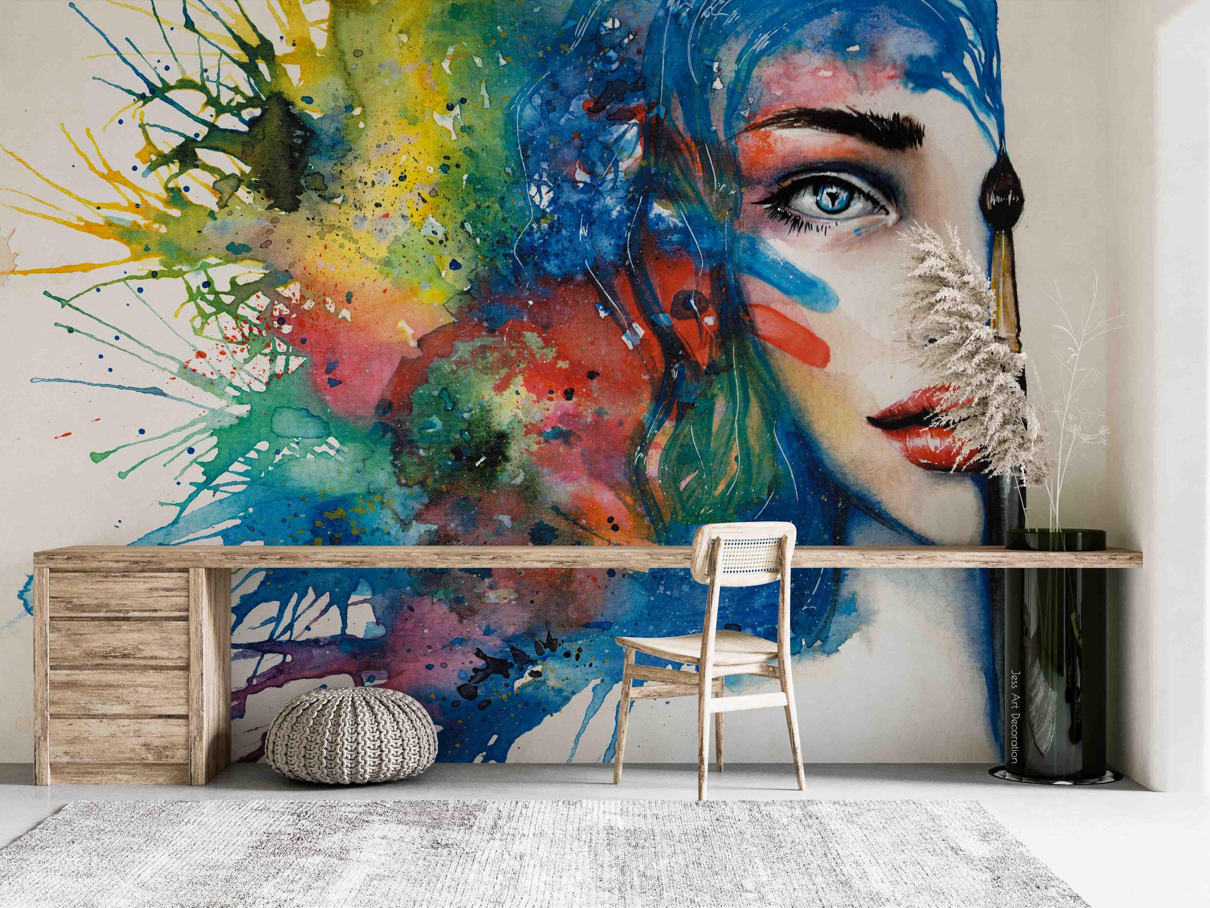 3D Graffiti Girl Wall Mural Wallpaper  sww 216- Jess Art Decoration