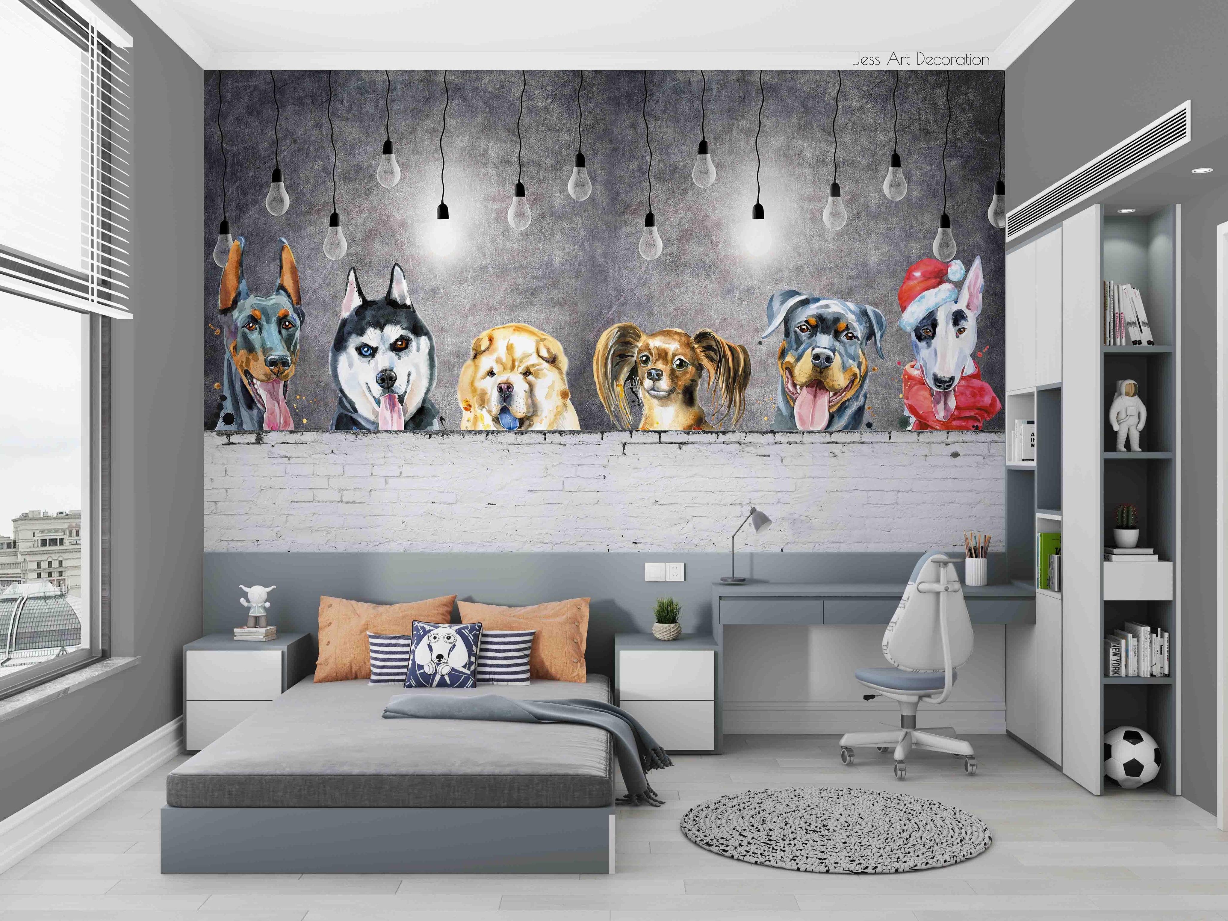 3D Puppy Pattern Wall Mural Wallpaper GD 2720- Jess Art Decoration