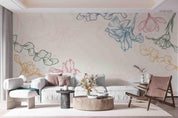 3D Hand Drawn Colorful Floral Wall Mural Wallpaper LQH 25- Jess Art Decoration