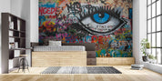 Graffiti Letter Eye Eyelash Wallpaper typography graffiti wall mural for teen room or studio - view 4