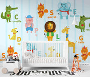 3D Cartoon Animal Alphabet Wall Mural Wallpaper LQH 390- Jess Art Decoration