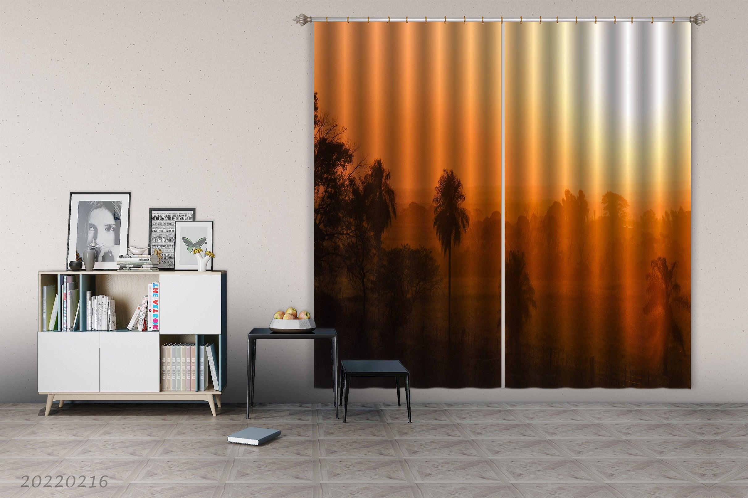 3D Woods Golden Sunbeam Fog Curtains and Drapes GD 2288- Jess Art Decoration