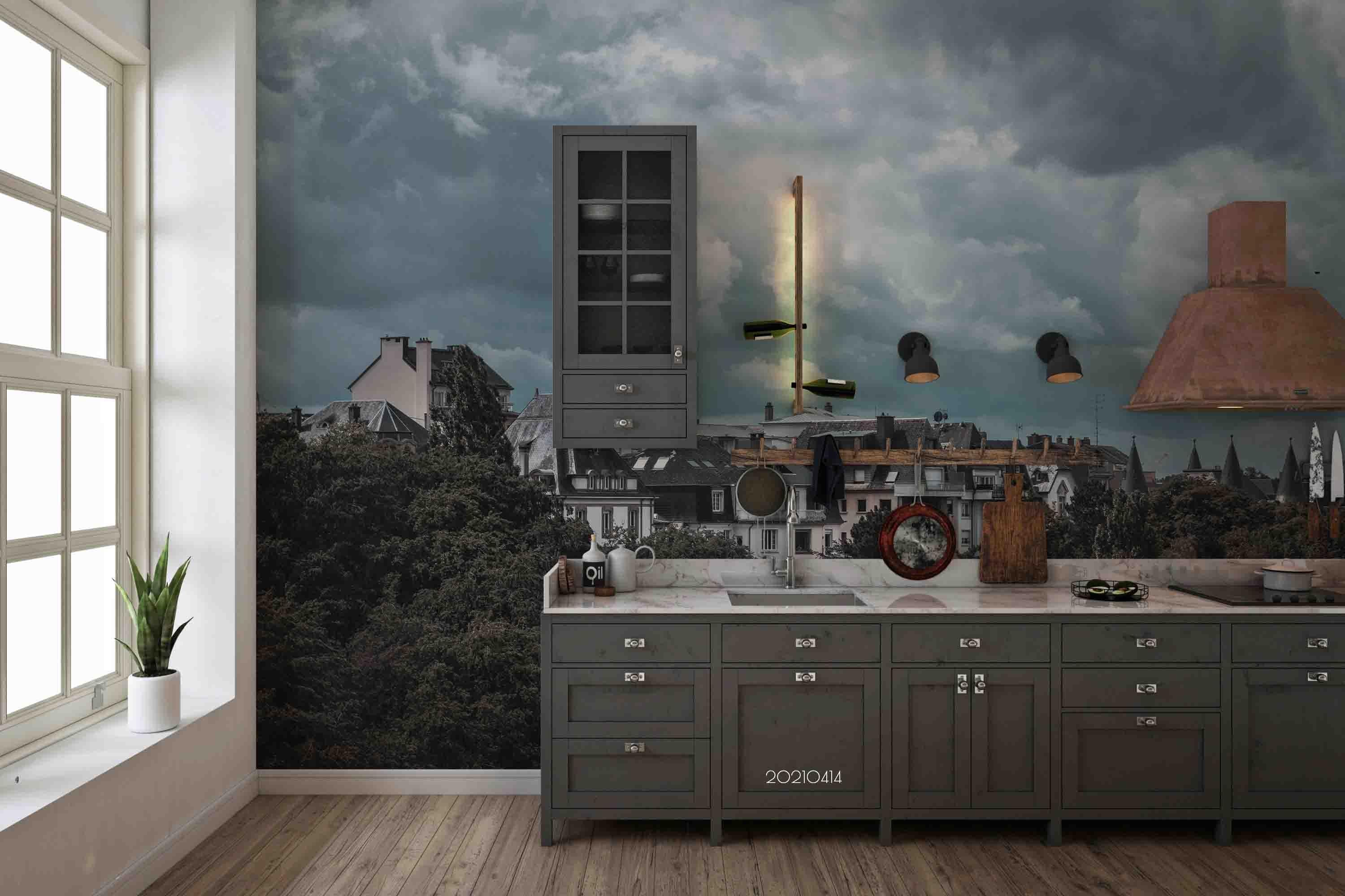 3D Sky City Forest Landscape Wall Mural Wallpaper LQH 226- Jess Art Decoration
