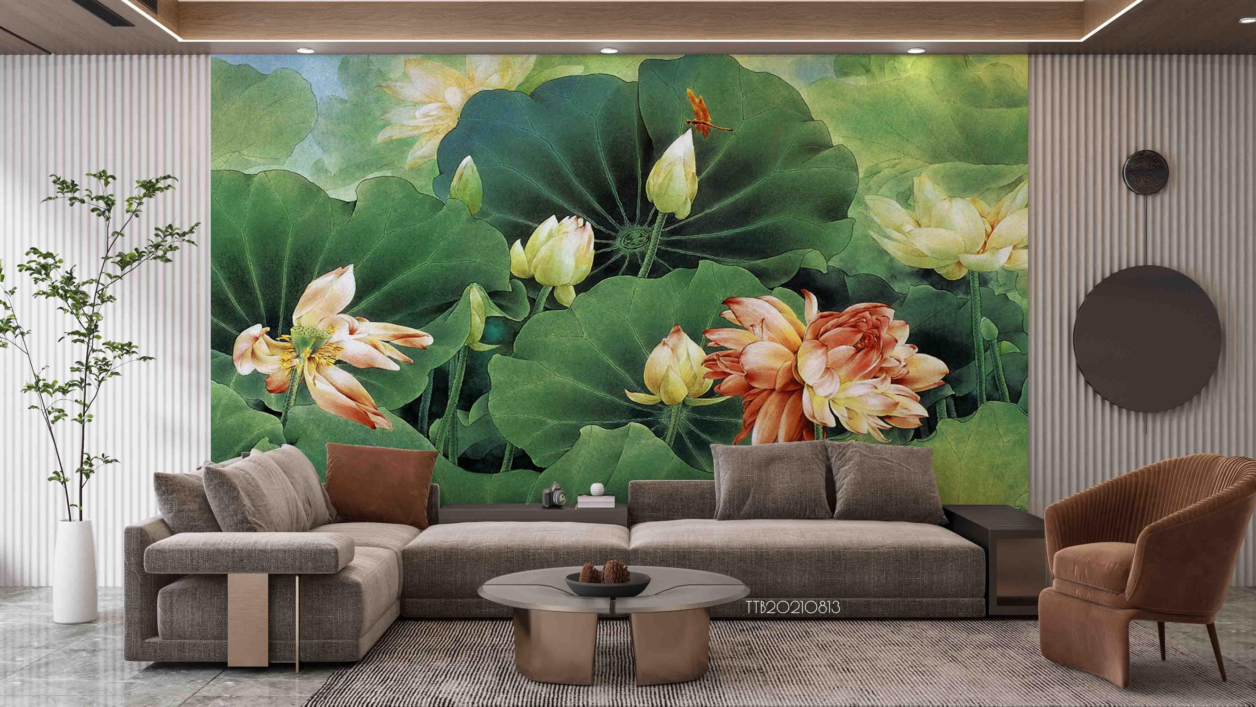 3D Hand-painted Floral Lotus Pond Wall Mural Wallpaper 5086- Jess Art Decoration
