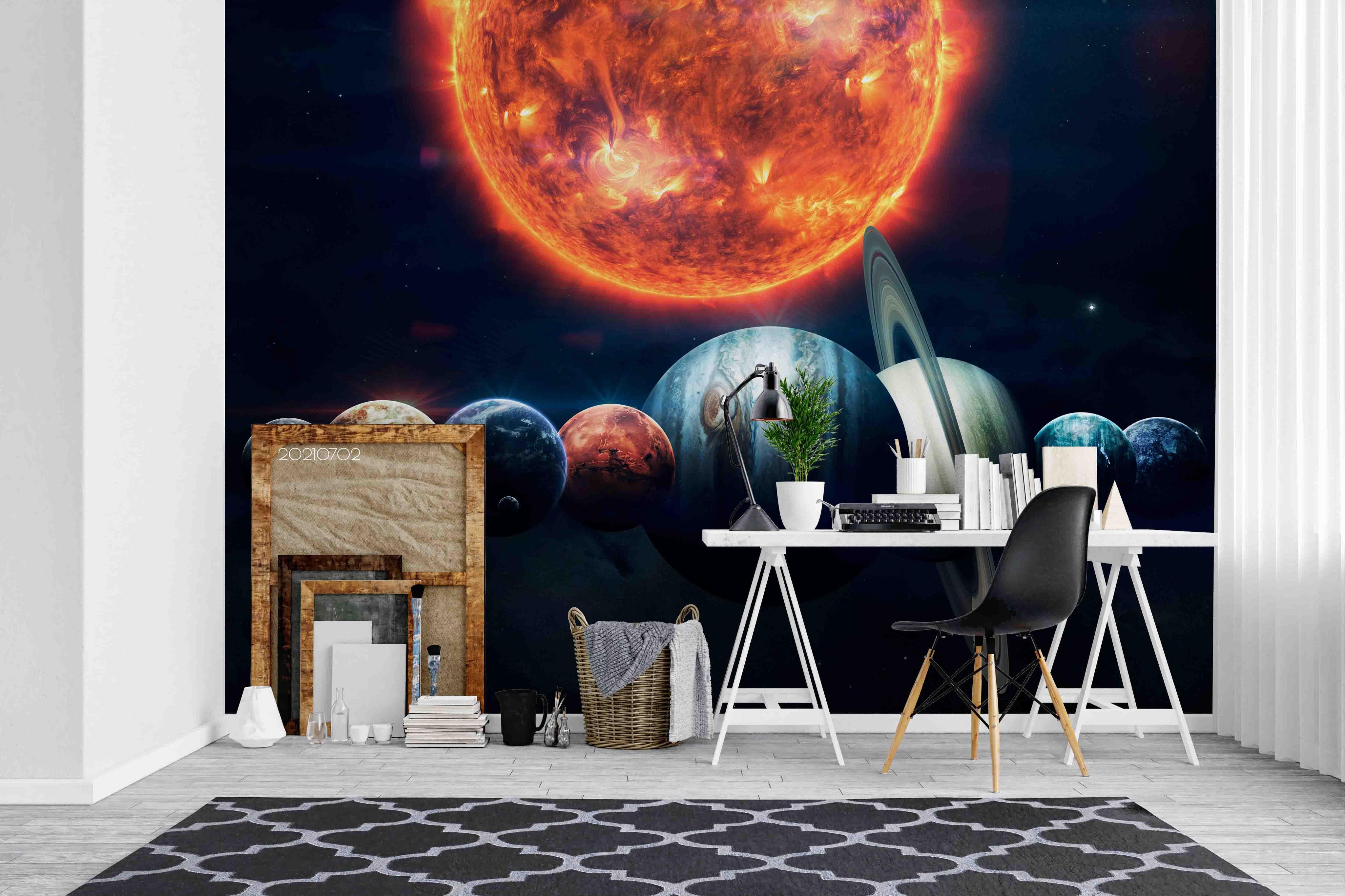 3D Space Planet Solar System Wall Mural Wallpaper LQH 210- Jess Art Decoration