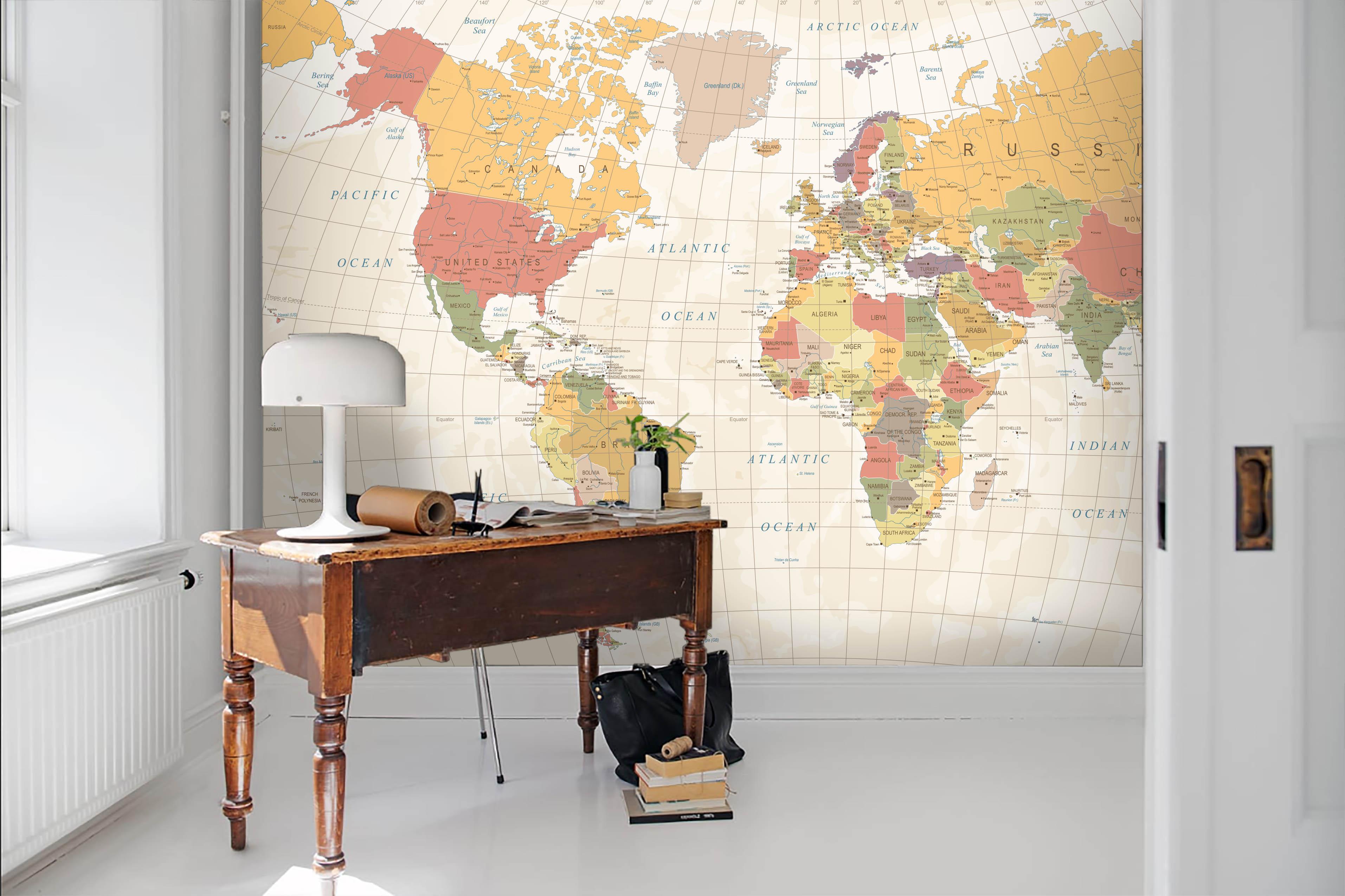 3D World Map Wall Mural Wallpaper LQH 18- Jess Art Decoration