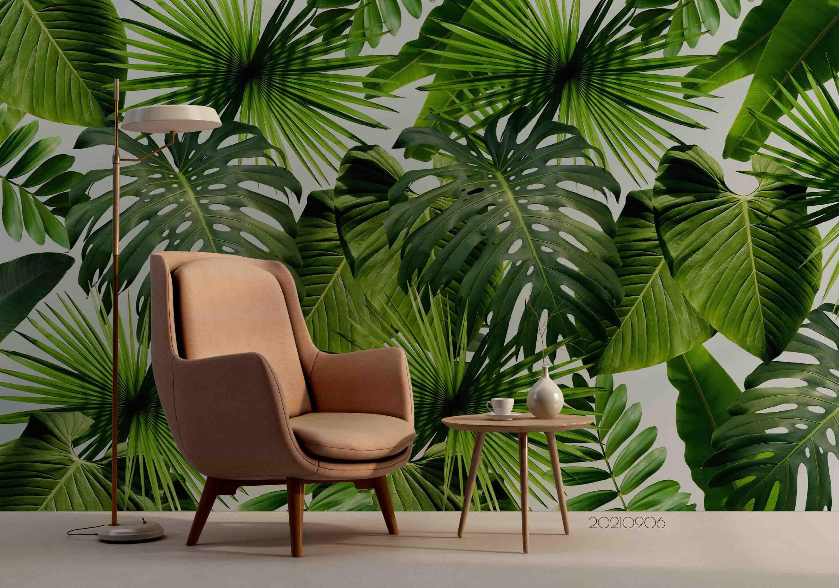 3D Tropical Green Leaf Wall Mural Wallpaper LQH 655- Jess Art Decoration