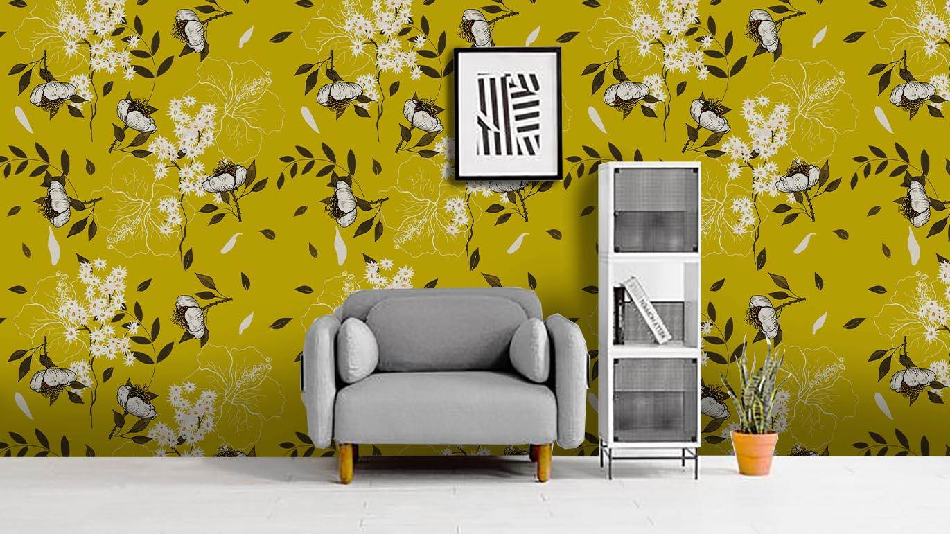 3D Flower Branch Yellow Wall Mural Wallpaper 61- Jess Art Decoration