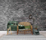 3D Dark Grey Brick dark grey brick texture wall mural wallpaper for living room - view 4