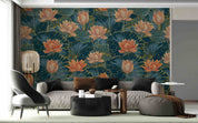 3D Vintage Colorful Blooming Lotus Wall Mural Wallpaper GD 1947- Jess Art Decoration