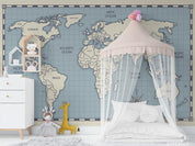 3D Blue World Map Wall Mural Wallpaper LQH 280- Jess Art Decoration