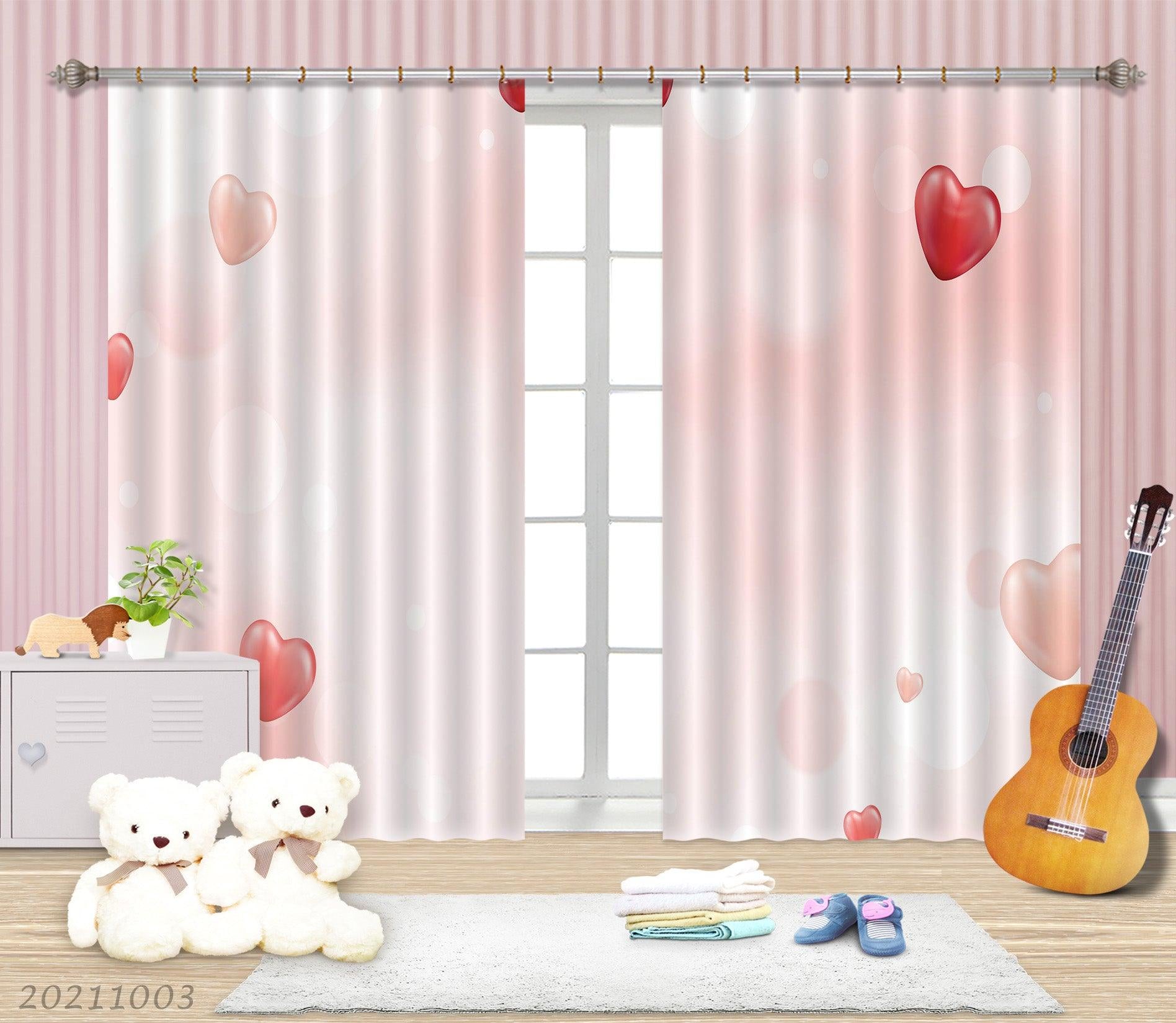 3D Watercolor Love Pattern Curtains and Drapes LQH 8- Jess Art Decoration