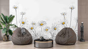 3D Hand Drawn White Chrysanthemum Wall Mural Wallpaper LQH 2- Jess Art Decoration