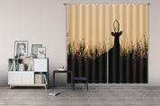 3D Elk Tall Grass Silhouette Curtains and Drapes GD 2422- Jess Art Decoration