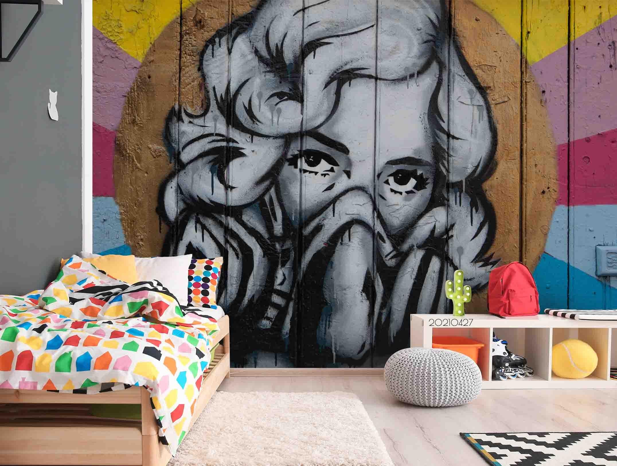 3D Abstract Artistic People Graffiti Wall Mural Wallpaper LQH 126- Jess Art Decoration
