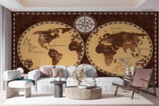 3D Retro Map World Wall Mural Wallpaper SWW4461- Jess Art Decoration