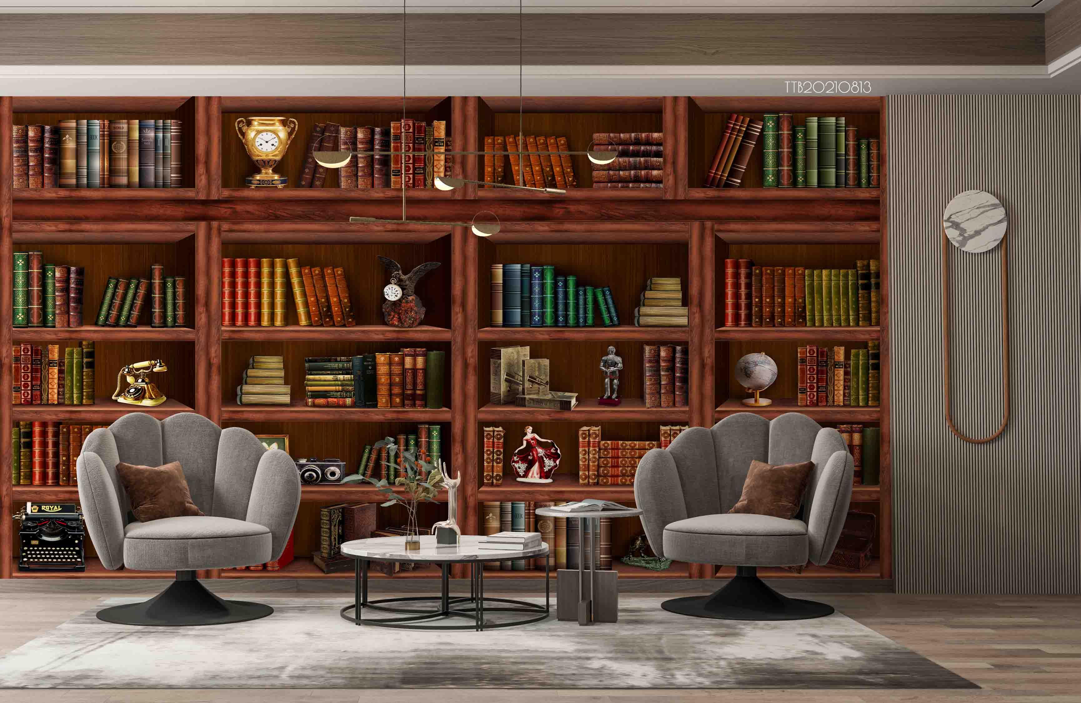 3D Wooden Bookshelves Book Wall Mural Wallpaper 5116- Jess Art Decoration