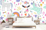 3D Rainbow Unicorn Floral Wall Mural Wallpaper 12- Jess Art Decoration