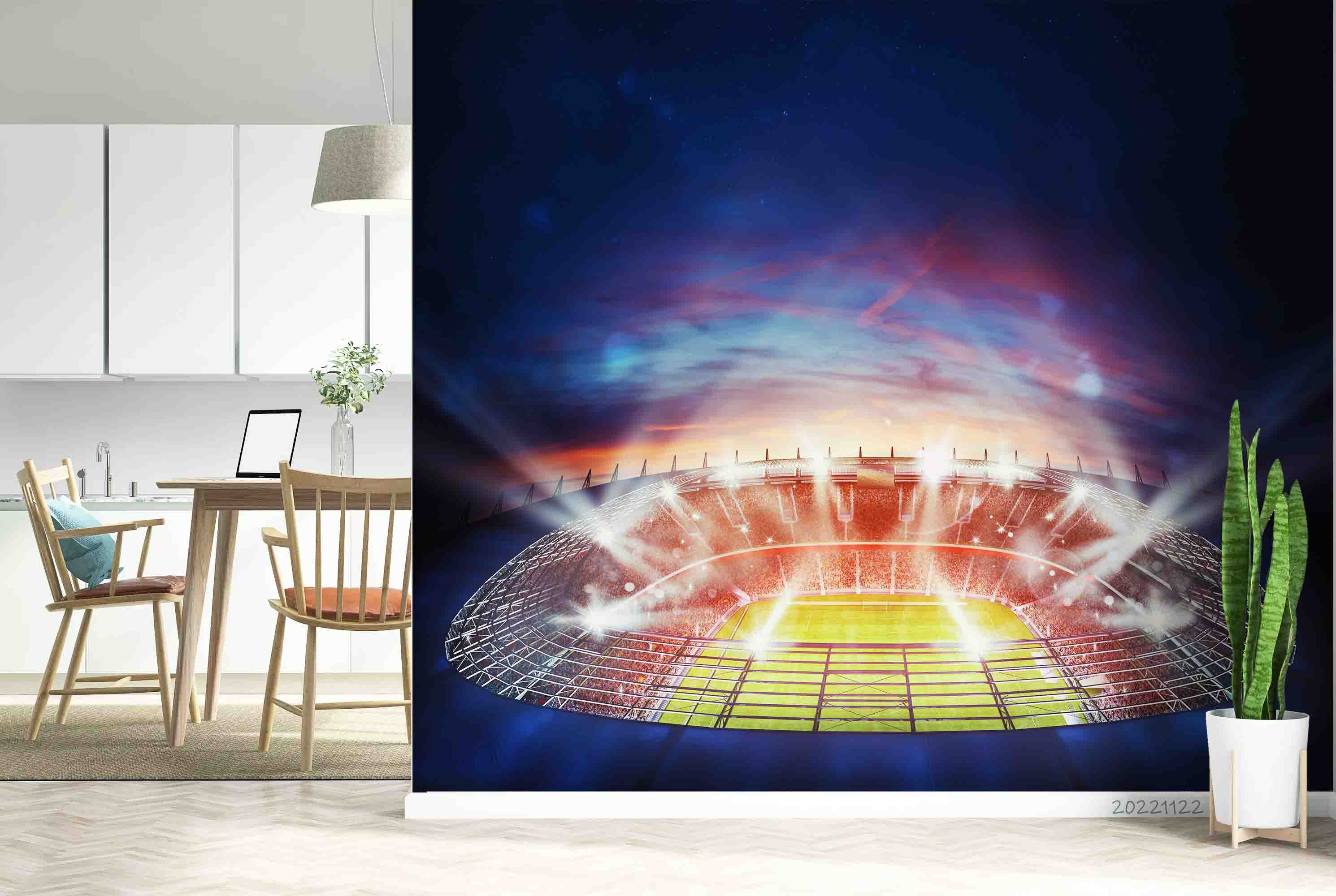 3D Soccer Stadium Night Lights View Wall Mural Wallpaper GD 2497- Jess Art Decoration