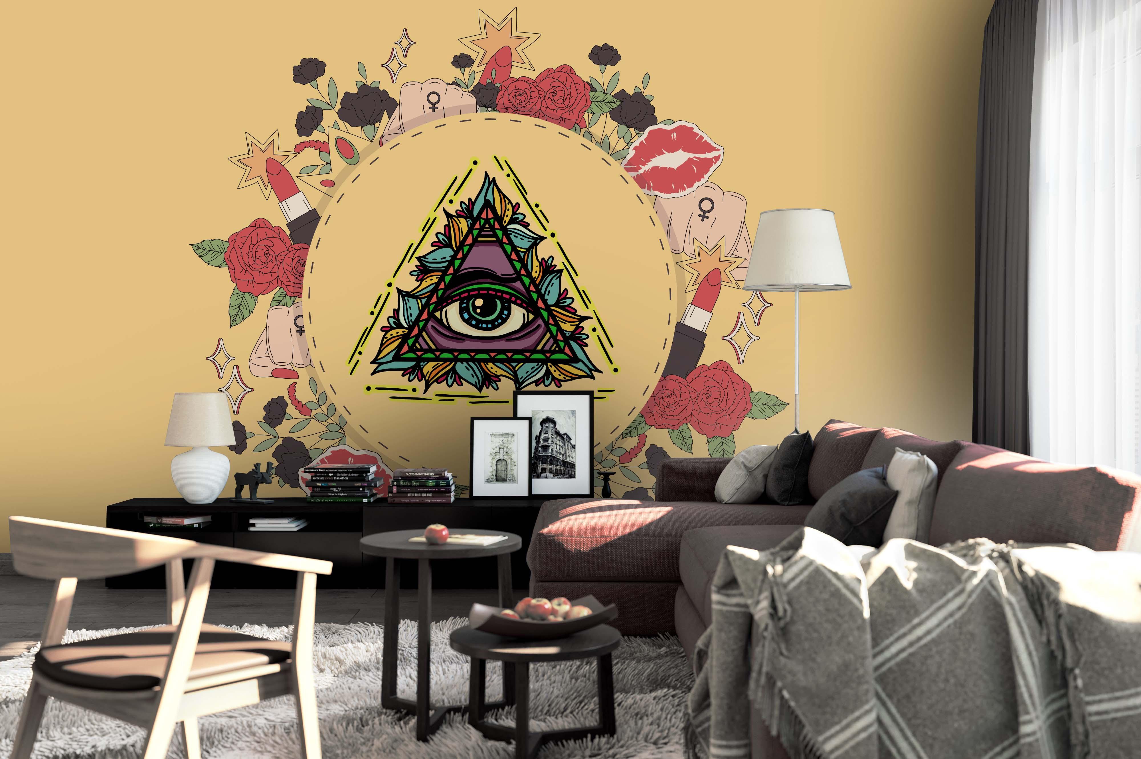 3D Yellow Eye Icon Wall Mural Wallpaper 38- Jess Art Decoration