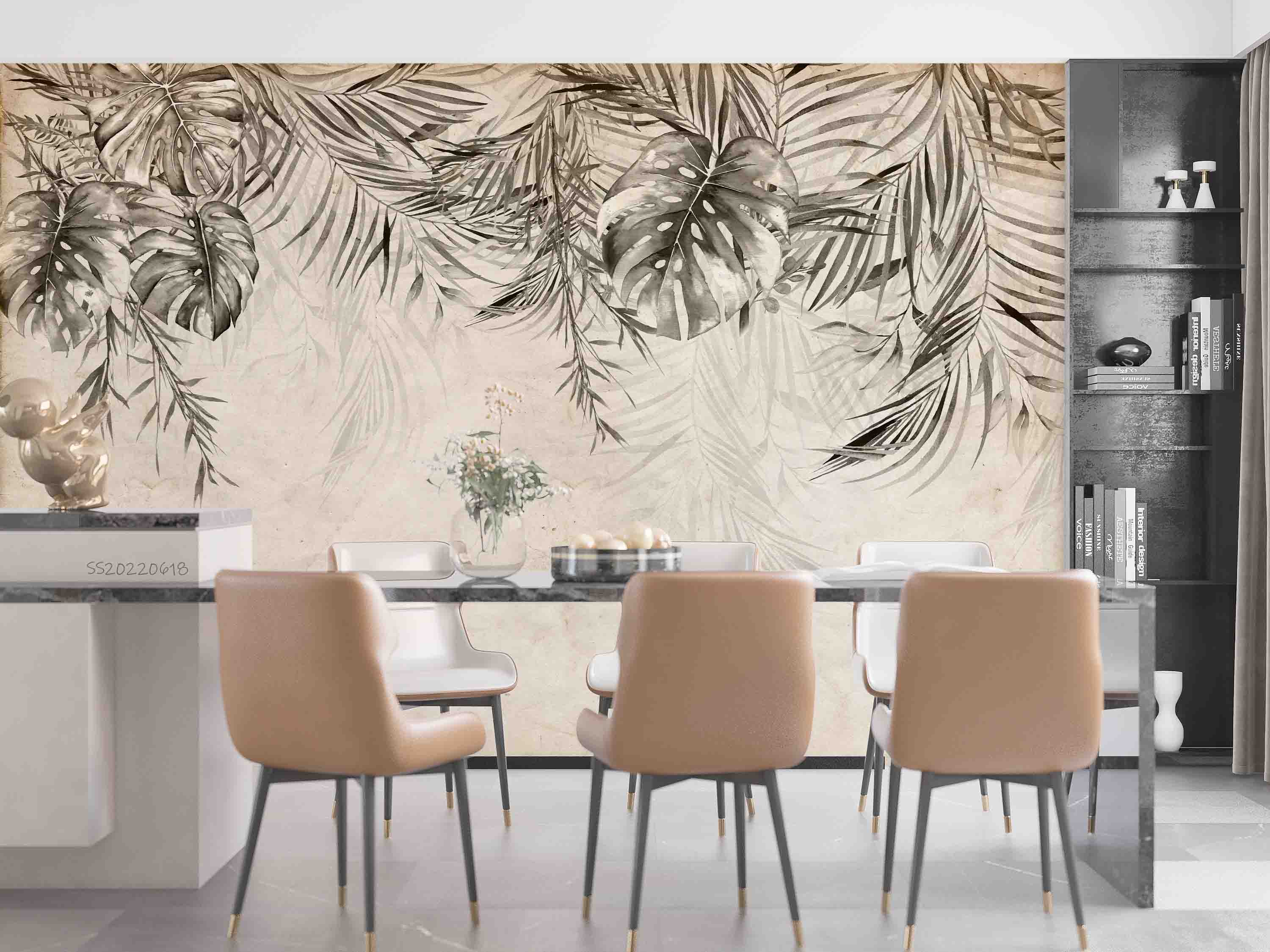 3D Vintage Tropical Leaves Wall Mural Wallpaper GD 813- Jess Art Decoration