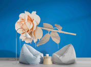 3D Rose Floral Blue Background Wall Mural Wallpaper LQH 39- Jess Art Decoration