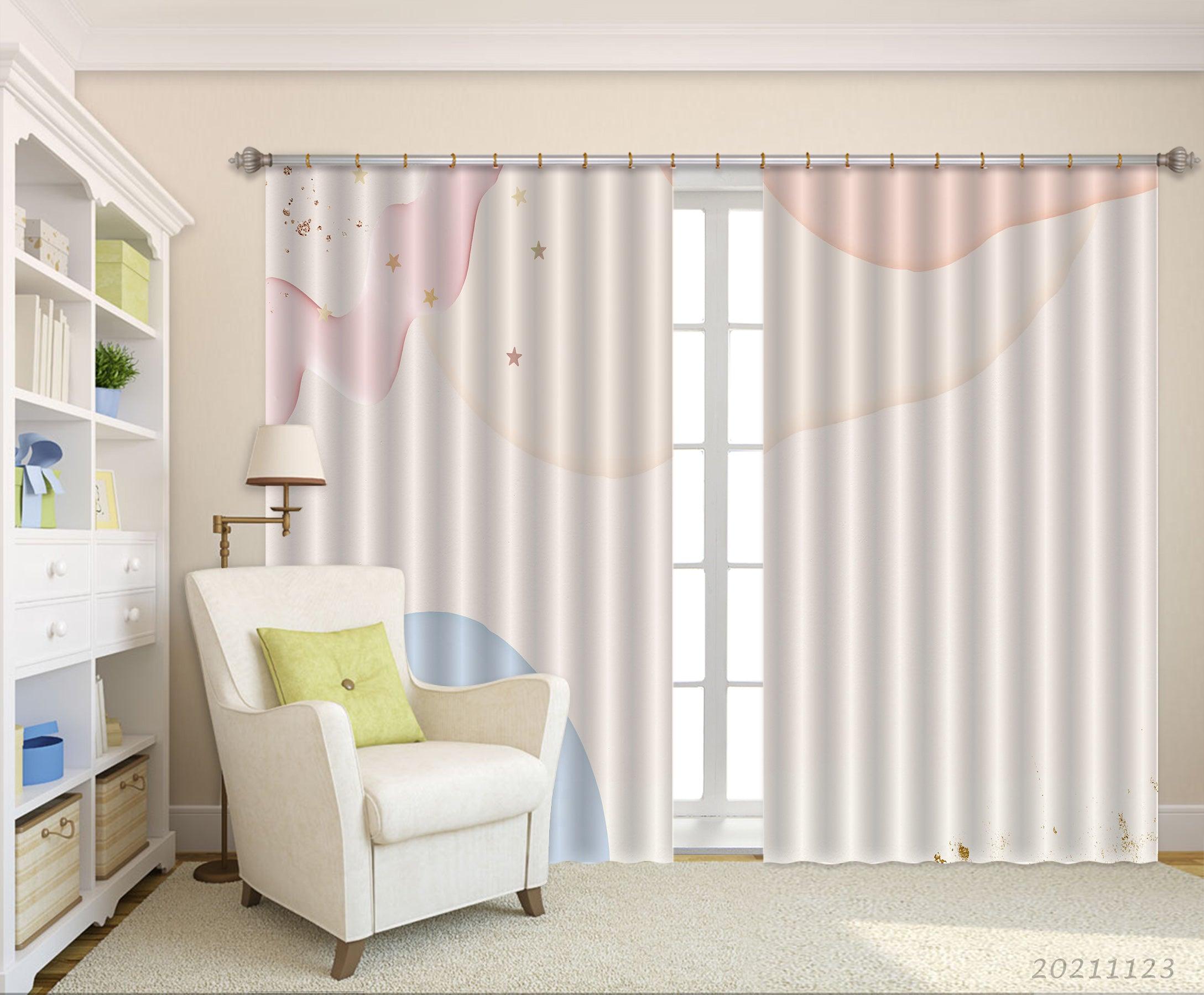 3D Abstract Color Geometry Curtains and Drapes LQH 2- Jess Art Decoration