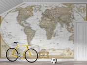 3D Retro World Map Wall Mural Wallpaper LQH 255- Jess Art Decoration