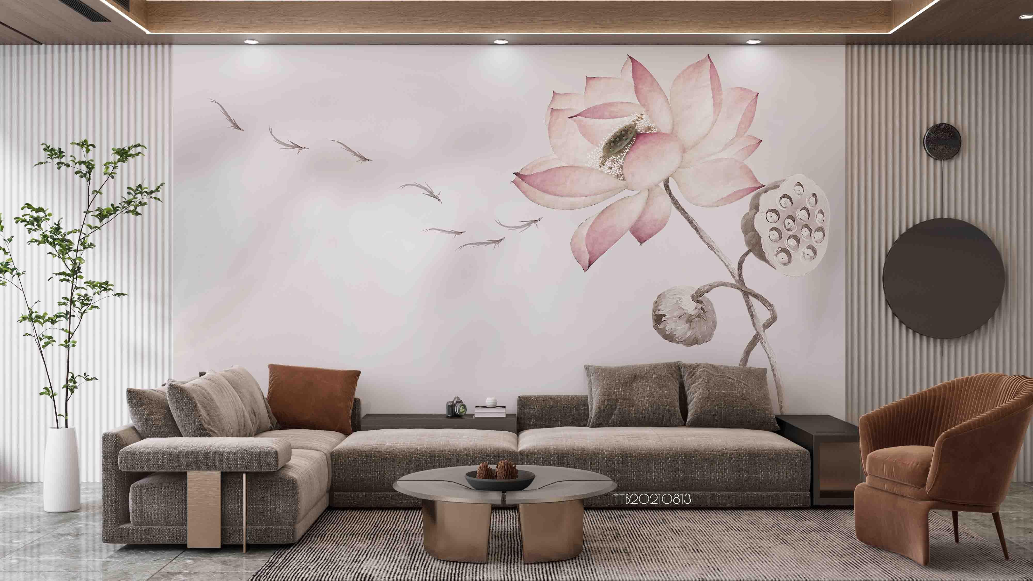 3D Chinese style Ink Lotus Fish Wall Mural Wallpaper 5149- Jess Art Decoration