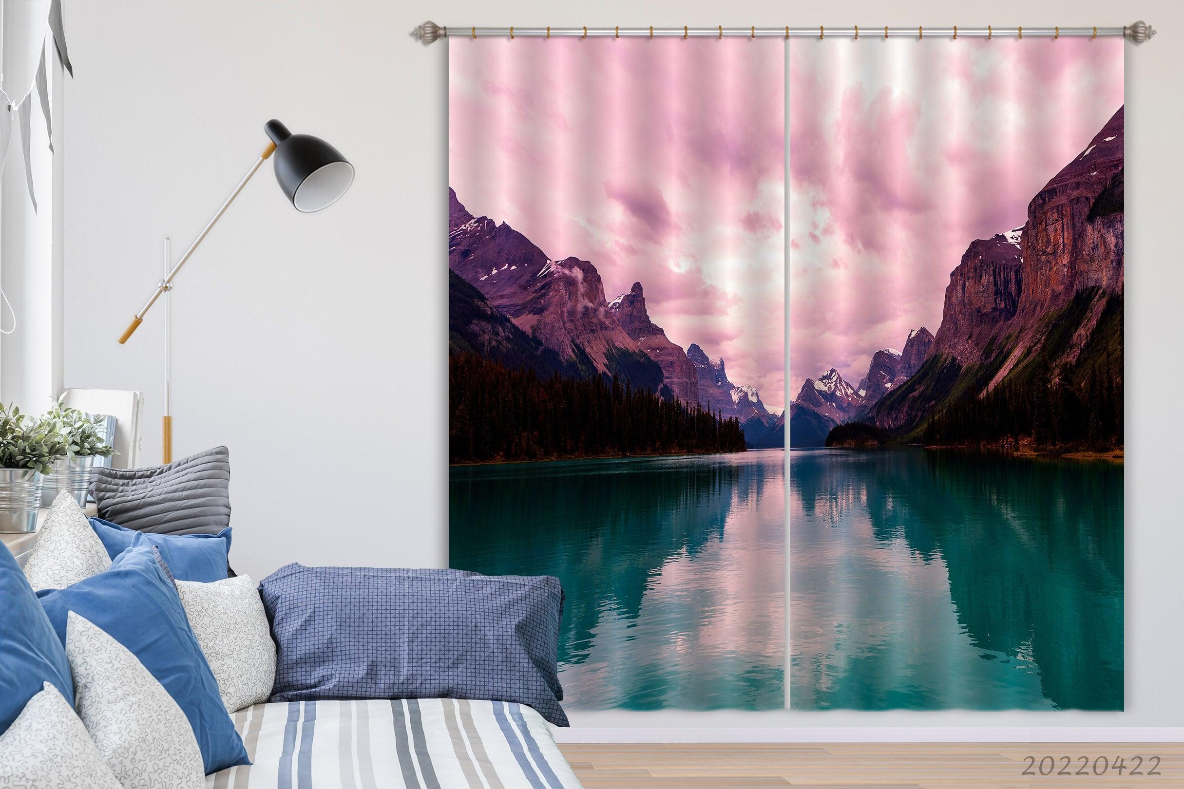 3D Landscape Peak Canyon River Tree Curtains and Drapes GD 4180- Jess Art Decoration