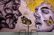 3D Abstract Character Butterfly Graffiti Wall Mural Wallpaper LQH 97- Jess Art Decoration