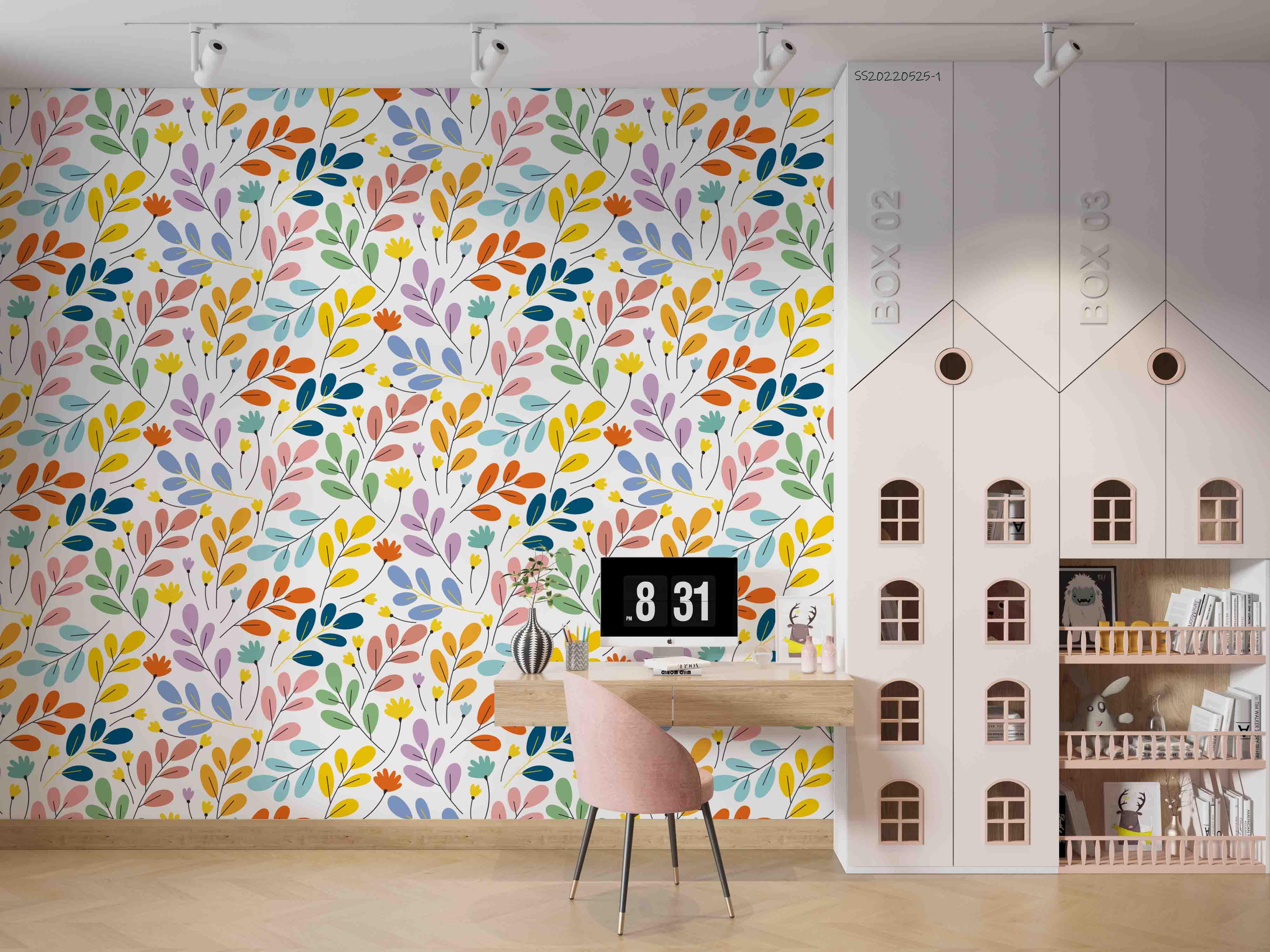 3D Watercolor Colorful Leaf Wall Mural Wallpaper GD 4774- Jess Art Decoration