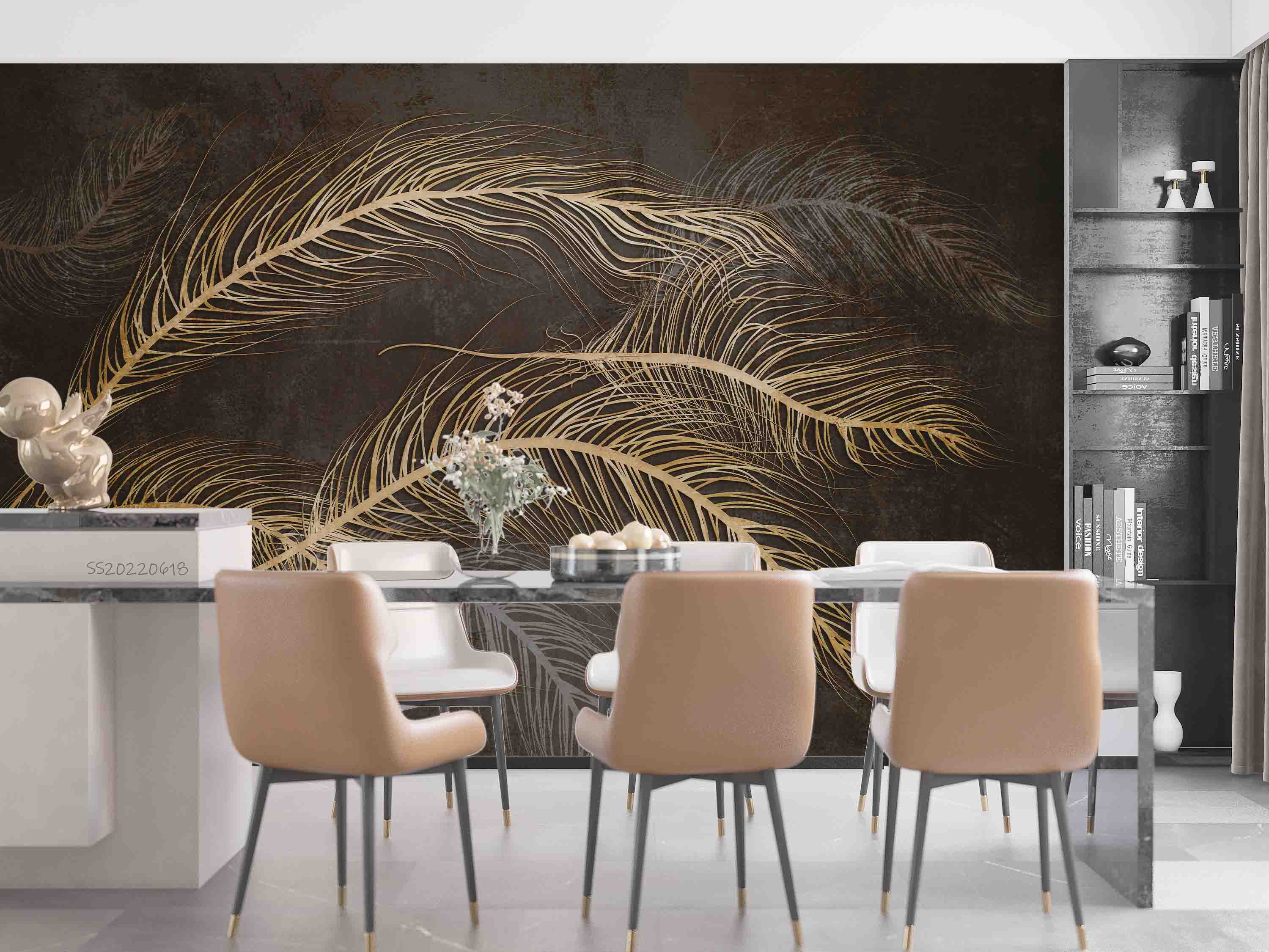 3D Vintage Feather Pattern Wall Mural Wallpaper GD 818- Jess Art Decoration