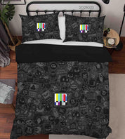 3D Abstract Black Illustration Art Doodle Quilt Cover Set Bedding Set Duvet Cover Pillowcases 100- Jess Art Decoration