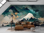 3D Vintage Watercolor Traditional Japanese Mountain Wall Mural Wallpaper GD 1840- Jess Art Decoration