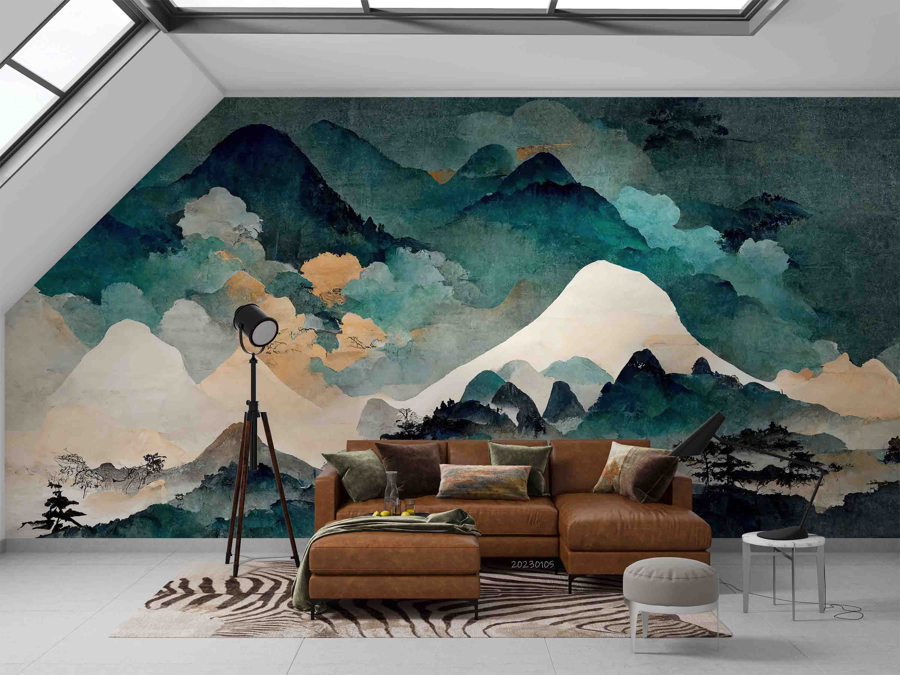 3D Vintage Watercolor Traditional Japanese Mountain Wall Mural Wallpaper GD 1840- Jess Art Decoration