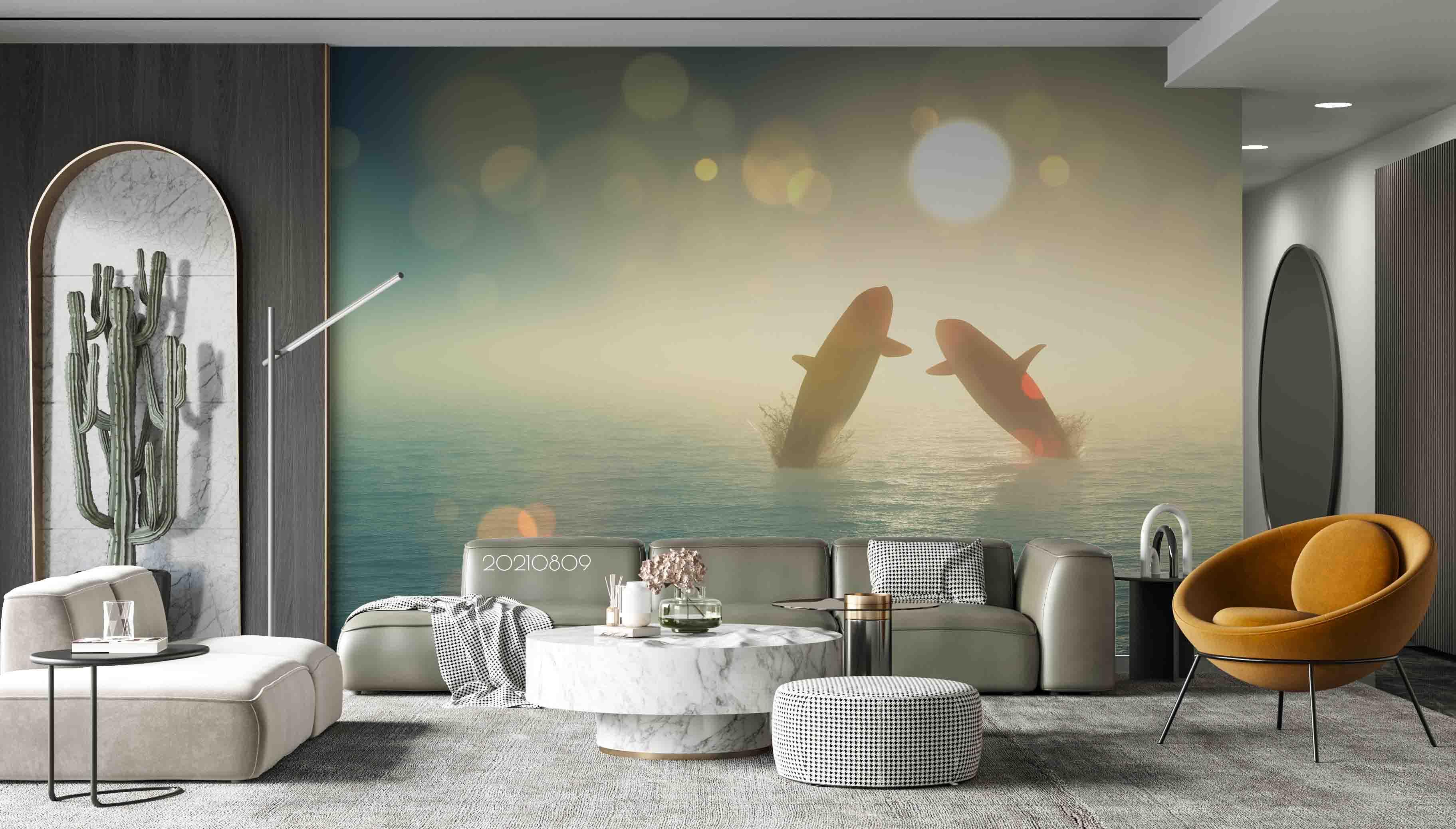 3D Whale Jumping Out Sea Sunshine Wall Mural Wallpaper SWW4884- Jess Art Decoration