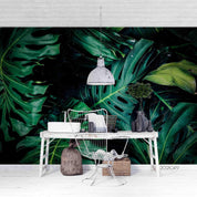3D Tropical Green Leaf Wall Mural Wallpaper LQH 14- Jess Art Decoration