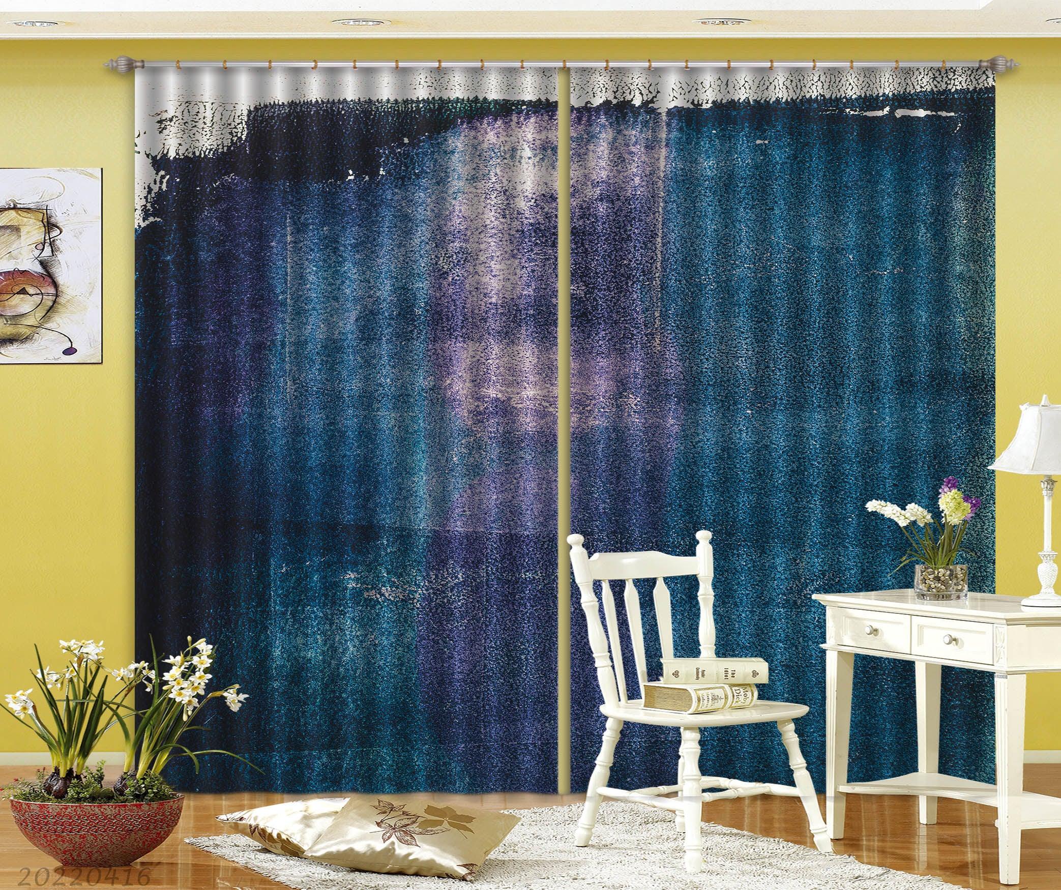 3D Abstract Blue Texture Pattern Curtains and Drapes GD 4347- Jess Art Decoration